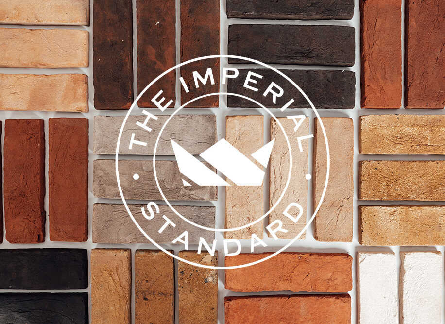 Various colour handmade brick slips laid out in alternating blocks of three, with 'The Imperial Standard' logo watermark.